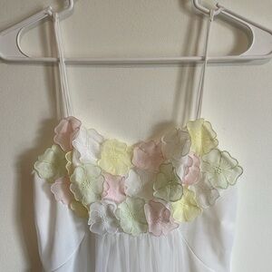 Warner’s Chemise Nightie SM White Romantic Appliqué VTG Slip Floral Chiffon